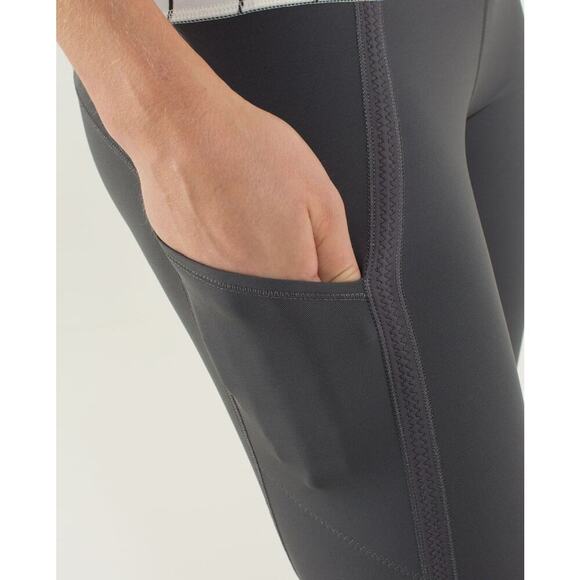 Lululemon Women's Can't Stop Pocket Crop Leggings Size 2 Grey White - Picture 5 of 16